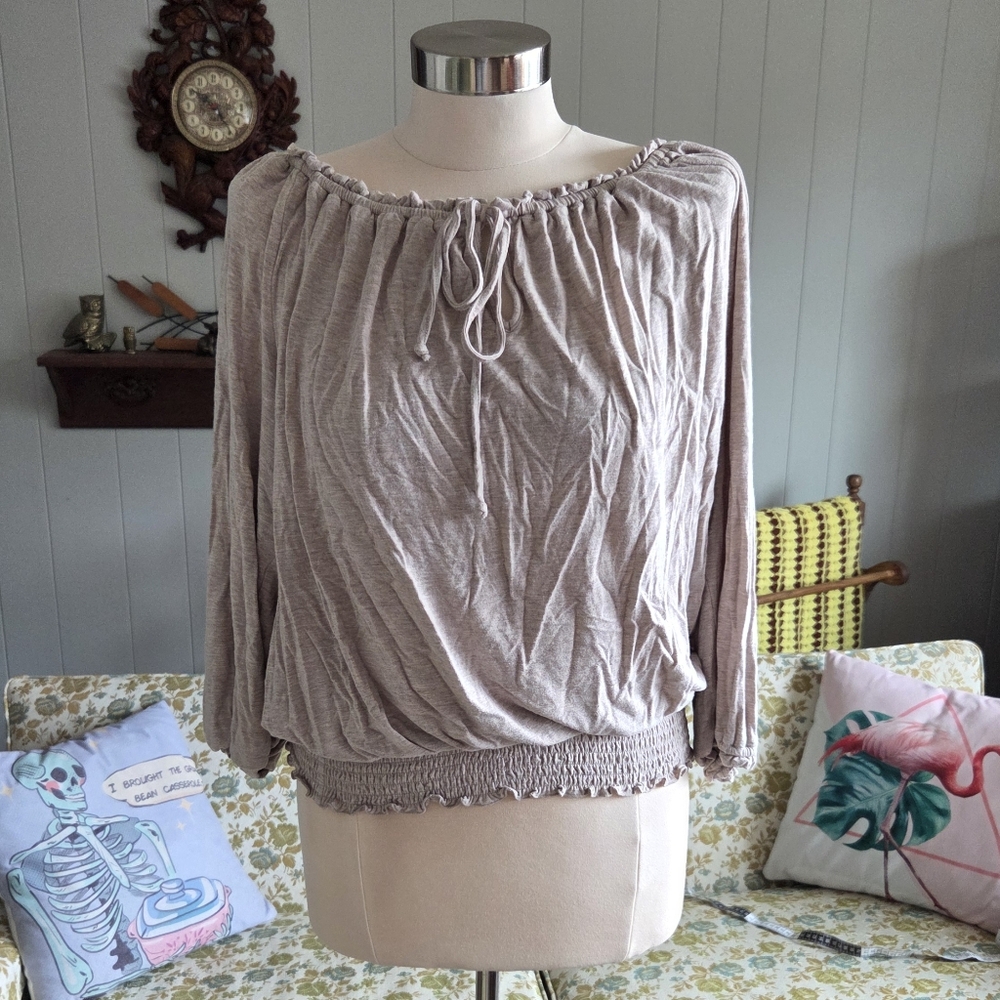 Grace Elements Light Brown Off-Shoulder Blouse